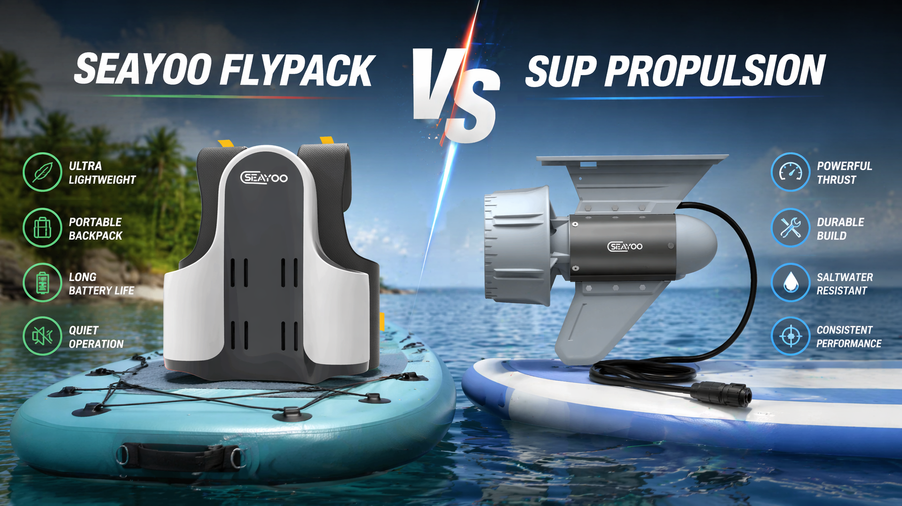 Flypack vs Standard Electric SUP Thruster: Full Pros & Cons Comparison